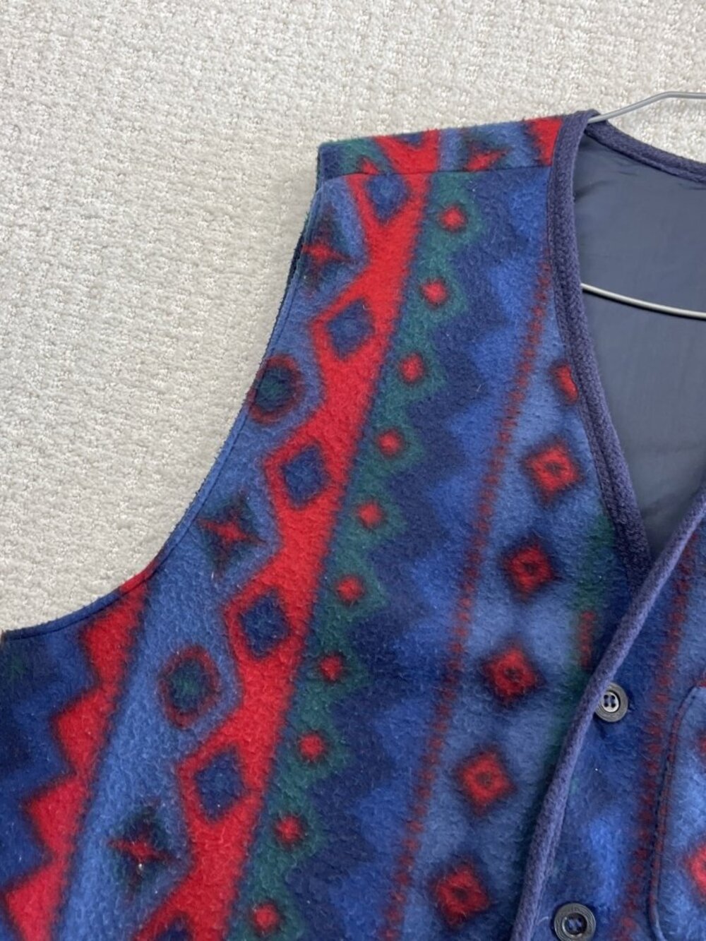 Vintage 90's Fleece Vest Aztec / Southwestern Navajo Outdoor Gorpcore Men Read - Picture 2 of 8